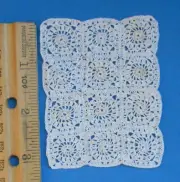 Dollhouse miniature hand crochet baby blanket 1:24 Scale 3"x2 1/2" Bedspread