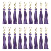 18pcs PU Leather Keychain Tassels, 5.9" Key Chain Tassels, (Dark Purple)