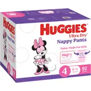 Huggies Ultra Dry Mega Nappy Pants For Girls Size 4 92 pack