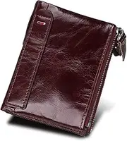 [SKUZA] Wallet,Card Bag,Double Zipper Women Wallets Genuine Cow Leather Card Holder Female Purse Vintage Coin Holder Wallets for Girl (Color : Black) (Brown) (Color : Red Brown)