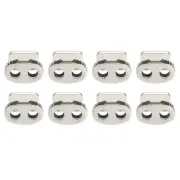 Spring Cord Lock End Toggle, 8Pcs Double Hole Spring Stopper Silver Tone