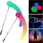 Pack of 2 Improved LED POI Balls, POI Juggling Balls with Rainbow Colours and Strobe Effect,Children and Adults