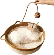 Cat Basket Bed | Cat Basket Storage Woven Organizer with Ears - Furniture Protection Mat Pad Breathable Foldable Nest for Small Pets Home Nursery Room Rabbits Kitten Puppy
