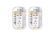 2PK Sansai 3.1A USB Wall Socket Adaptor Plug Phone Charger With USB-A Ports Wht