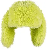 [Generic] Women Winter Warm Plush Beanie Hat Long Rabbit Ears Hats Ladies Cartoon Cute Animal Ear Fluffy Hat Green Skull Cap, Green Yellow, One Size