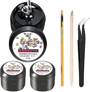 MOPRETTY Super Sticky Rhinestone Glue Adhesive Builder Tip Manicure Nail Art Decoration Clear UV Gel 8ml With 1 Painting Pen 1 wood stick (UV Light Cure Needed)