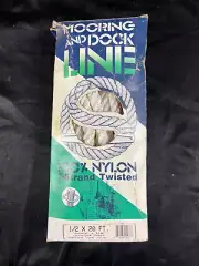 Marine Mooring and Docking Line 1/2" x 20 Ft 3 strand Twisted 100% Nylon