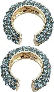 [GAROZATION] 2Pcs C Shaped Rhinestone Clip Earrings for Women Non Pierced Jewelry with High Gloss Finish Elegant for Weddings Holidays and Special Occasions