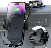 [Upgraded Version] ZeeHoo Wireless Car Charger,15W Qi Fast Charging Auto-Clamping Car Mount,Windshield Dash Air Vent Phone Holder for iPhone 14 13 12 Mini 11 Pro Max,Samsung S22 S21,etc.(Black)