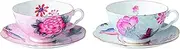 [Wedgwood] Cuckoo, Set of 2 Teacup & Saucer Set, 8 oz, Pink & Blue