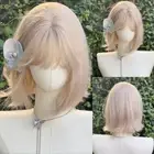 Straight Blond Anime Cosplay Wigs Synthetic Wigs with Bangs Daily