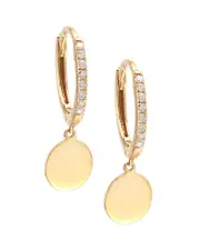 14K 0.09 ct. tw. Diamond Disc Mini Hoops