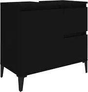 vidaXL Bathroom Cabinet - Industrial Style, Black Engineered Wood, 65x33x60 cm, with Multiple Storage Options, Flexible Design.
