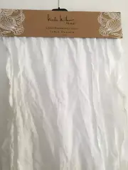 NEW Nicole Miller 16x90" long 100% Linen cloth White ruffle Table Runner