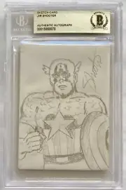 JIM SHOOTER SIGNED & SKETCH CAPTAIN AMERICA BECKETT AUTHENTIC AUTO & ART CARD