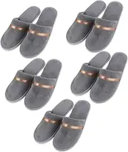 [WRITWAA] 5 Pair Coral Fleece Slippers for Women Men Adults Travel Home Hotel Guest