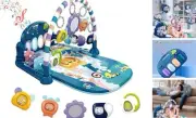 Baby Play Mat & Gym, Fun Piano Tummy Time Activity Mat with 5 Sensory Toys,