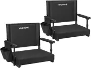 Stadium Seats with Back Support and Cushion, 2 Pack Portable Bleacher Chairs wit