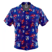 AFL Floral Hawaiian Button Up Polo Shirt - Western Bulldogs - Aussie Rules