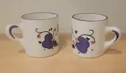 Pair (2) of 2oz Ceramic White Blue Espresso Cups Romana Sambuca Italy