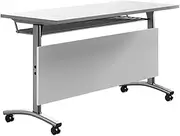 WYYDHGB Flip-Top Mobile Training Table, Storage Layer and Lockable Wheels for Meeting Room, Training, Media Center, Classroom, Ready to Unfold and Use