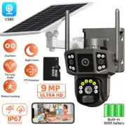 9MP WIFI Outdoor Home CCTV Dual lens PTZ Security Camera Battery Solar Powered