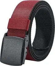 [LionVII] Men's Elastic Stretch Belts - 2 Colors in 1 Reversible Belt Strap with Plastic Buckle, Adjustable Trim to Fit 27-49" Waist