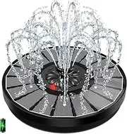 Solar Fountain with LED Indicator, Yzert 2000mAh 3.5W Bird Bath Fountains Work On Cloudy Day, Glass Panel Solar Fountain Pump, 7 Nozzle & 4 Fixer, Solar Powered Water Fountain for Pool, Garden, Pond