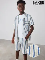 Baker by Ted Baker Textured Stripe Shirt T-Shirt and Shorts Set (AU1983) | $104 - $115