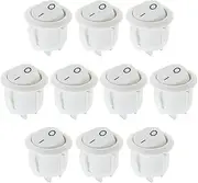 VGOL 10PCS Round Rocker Switch KCD1 Mini Round Toggle Switch On/Off 2 Position Button AC Power Switch for Car Boat Lighting 6A/250V 10A/125V