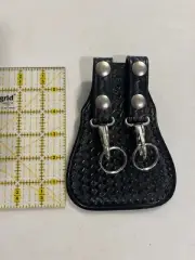 Black leather basketweave double key scabbard duty gear