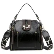 New Fashion Women Square Lock Sac Leisure PU Leather Wide Shoulder Bag Luxury Small Bee Woman Messenger Crossbody Rivet Bag
