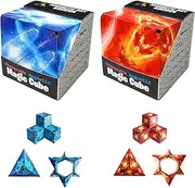 SWRCEYJH 2-Piece Magic Cube, 2-in-1 Starry Clear Sky & Solar System Cube Puzzle, Stress Relief & Anxiety Toy, Unisex, Ages 3+
