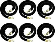 Stanchion Rope, 6 Pcs Velvet Stanchion Rope,60-305cm Queue Rope Barrier for Crowd Control,Queue Line Rope With Gold Clasps,Foam Core Rope Queue,Stanchion Queue Barrier Rope -Red||6.5ft/2.0m(Black,3ft/90cm)