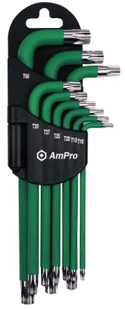 Ampro Magnetic Long Arm Temper-Proof Star Wrench Set 9 Piece T22985
