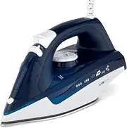 Clatronic DB 3704 Steam Iron with 7 Functions, Stainless Steel Special Sole, Continuous Temperature Control, Switchable Self-Cleaning Function, Dark Blue/White