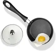 Non Stick Frying Pan, Small Frying Pan for One Egg with Glass Lid, Egg Pancake Maker, Portable Camping Egg Pan Comes with a Heat Resistant Handle, Suitable for Gas Stove Induction Hob
