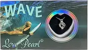 [Love Pearl] Wave Love Wish Pearl Kit Chain Necklace Kit Pendant Cultured Pearl in Kit Set with Stainless Steel Chain 16" (Wave)