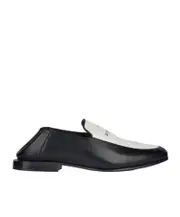 Label loafers in leather and canvas 35,36,37,38,39,40,41 Black/Natural