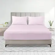 LINENOVA 2000TC Fitted Sheet Pillowcases Set(Single,Light pink)
