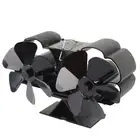 6 Blade Stove Fireplace Fan - Eco Heat Powered for Wood/Log Burner Black