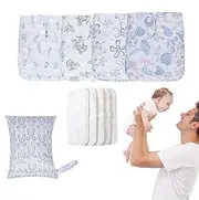 Washable Diapers for Baby,Reusable Adjustable Cloth Diapers | 4X Absorbent Liners with 4 Inserts & 1 Wet Bag, Waterproof Cover for Toddler Boys Girls