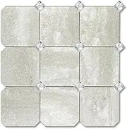 Yipscazo 1-Sheet Peel and Stick Stone Metal Tile Backsplash, Stick on Tiles for Backsplash Kitchen (12'' X 12'', Marble White)