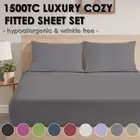 1500TC Bed Sheets Fitted Sheet Set Pillowcases Deep Poacket Double Queen King AU