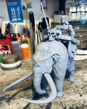 Custom Resin 5.5” Motu Style Woolly Behemoth Cyclops w King Conan Remco Heman Ko