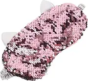 Healvian Reversible Glitter Sequin Sleep Mask Sparkly Eyeshade for Women Soft Comfortable Blindfold for Travel Naps Relaxation Elastic Band for All Head
