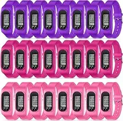 Geyoga 24 Pcs Pedometer for Walking Steps and Miles Pedometer Watch Silicone Steps Tracker Running Bracelet Ankle Step Counter for Calorie Burning and Step Counting