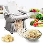 CHAOFLIGHT Electric Pasta Maker Noodle Maker Fully Automatic Pasta Making Machine Stainless Steel Dough Roller Cutter with TwoKnives 0.3-4mm Adjustable Thickness for Home (TwoKnives)