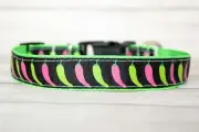 Chili Peppers dog collar, Pepper dog collar and/or leash, 1" wide