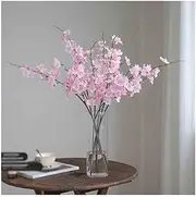 Artificial Flowers Transparent Glass Vase Peach Blossom Fake Flowers Simulation Flower Arrangement Indoor Hall Table Decoration Decor